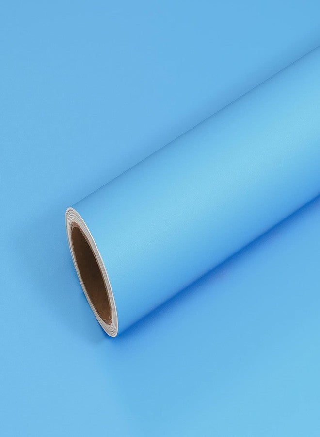 ONETON Matte Blue Wallpaper Peel & Stick Wallpaper for Kitchen Self Adhesive Waterproof Blue Wallpaper Bathroom Walls Cabinets (Sky Blue Matte, 24x200 Inch) - Image 1